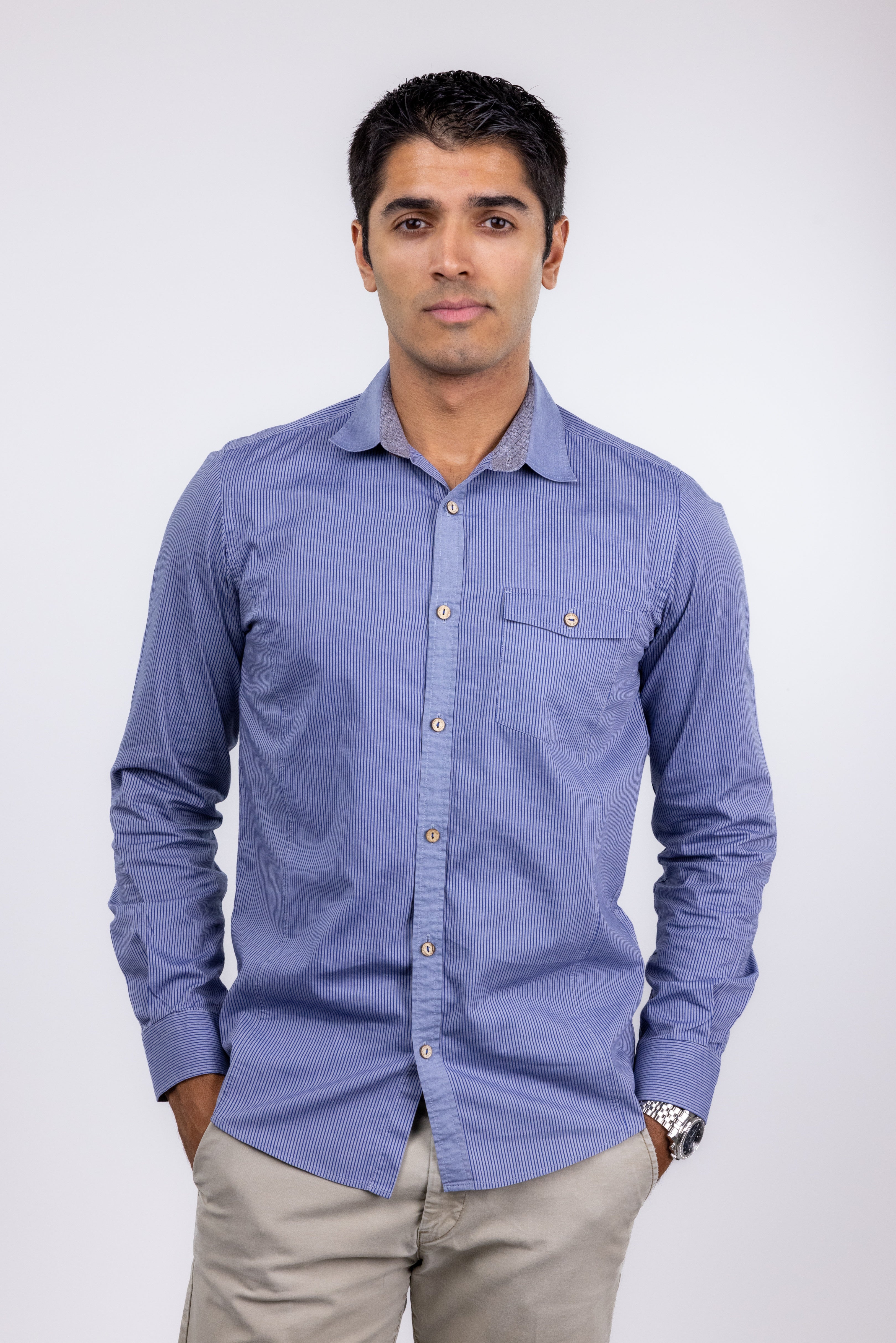 The RealReal,Ted Baker, Ted Baker Blue Striped Button Up Shirt, Blue, Small-40-TagS