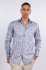 Zanella Grey Geo Print Button Up Shirt