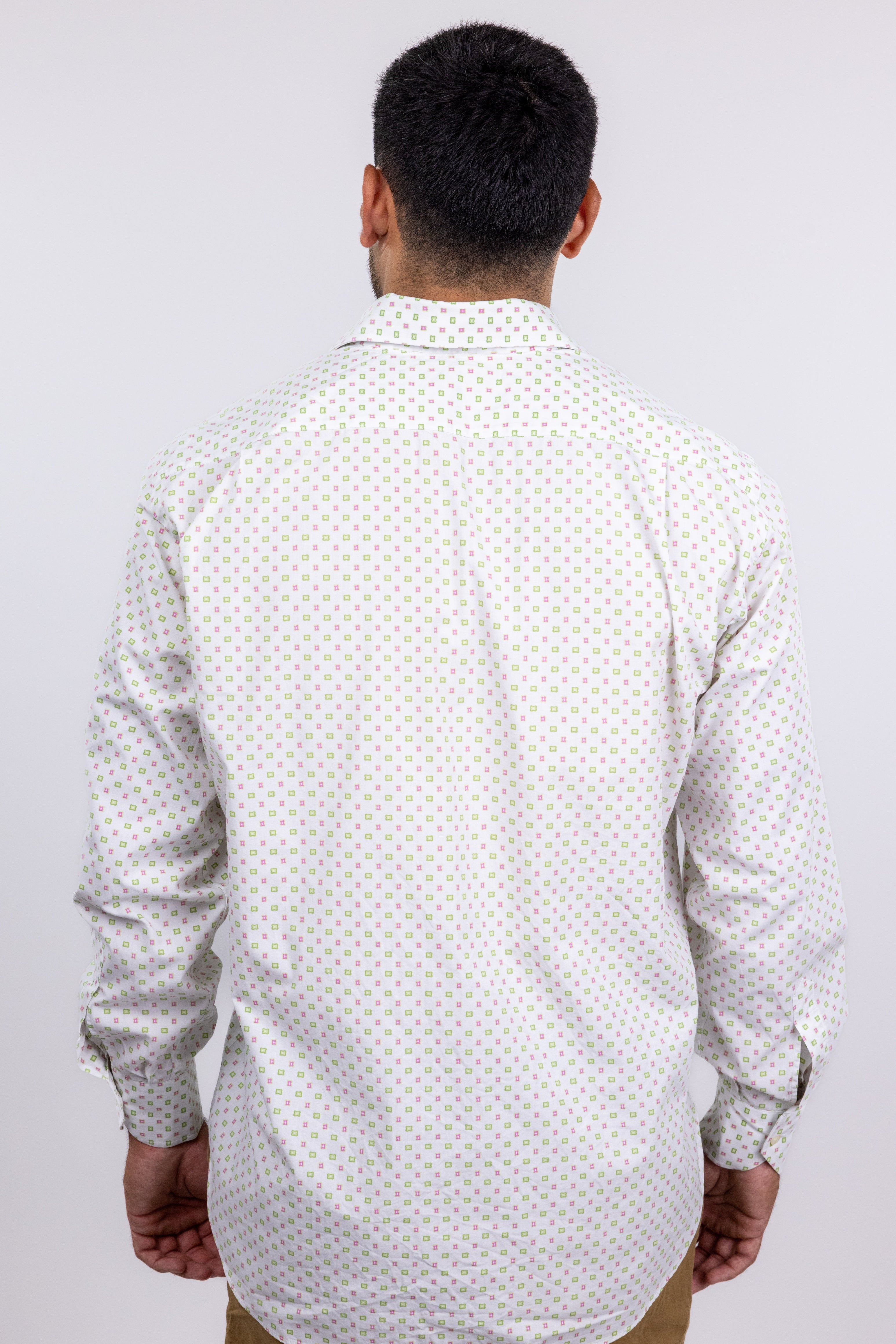 The RealReal,Etro, Etro White With Green And Pink Square Dot Print Button Up Shirt, White, Extra Large-48-TagXL