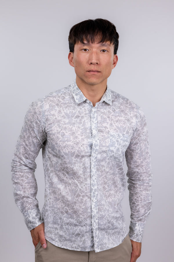 Paul & Joe Cream & Sage Floral Sheer Button Up Shirt