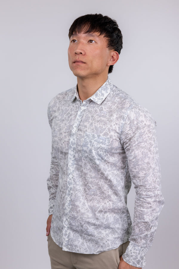 Paul & Joe Cream & Sage Floral Sheer Button Up Shirt