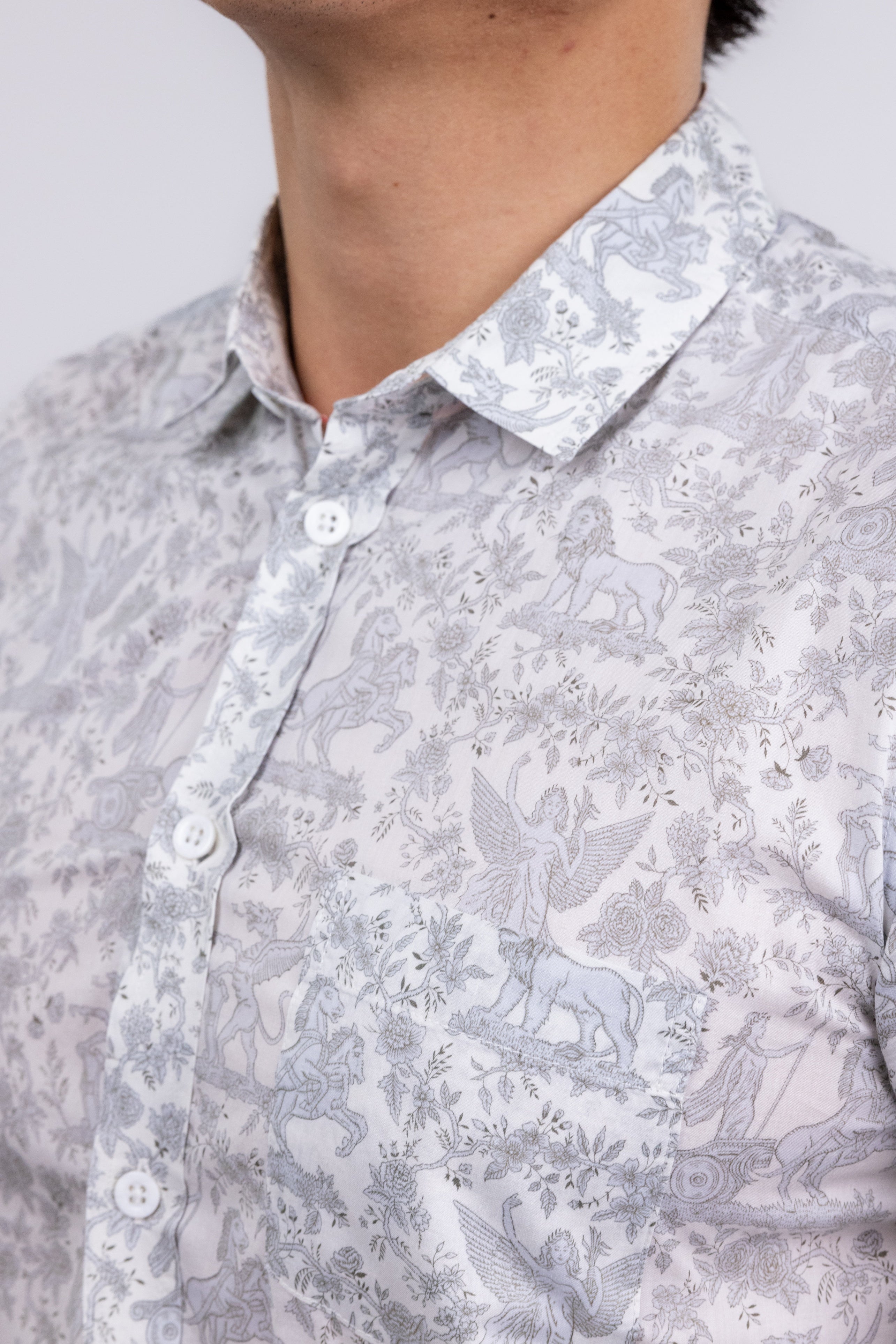 The RealReal,Paul & Joe, Paul & Joe Cream & Sage Floral Sheer Button Up Shirt, Grey, Small-38-TagS