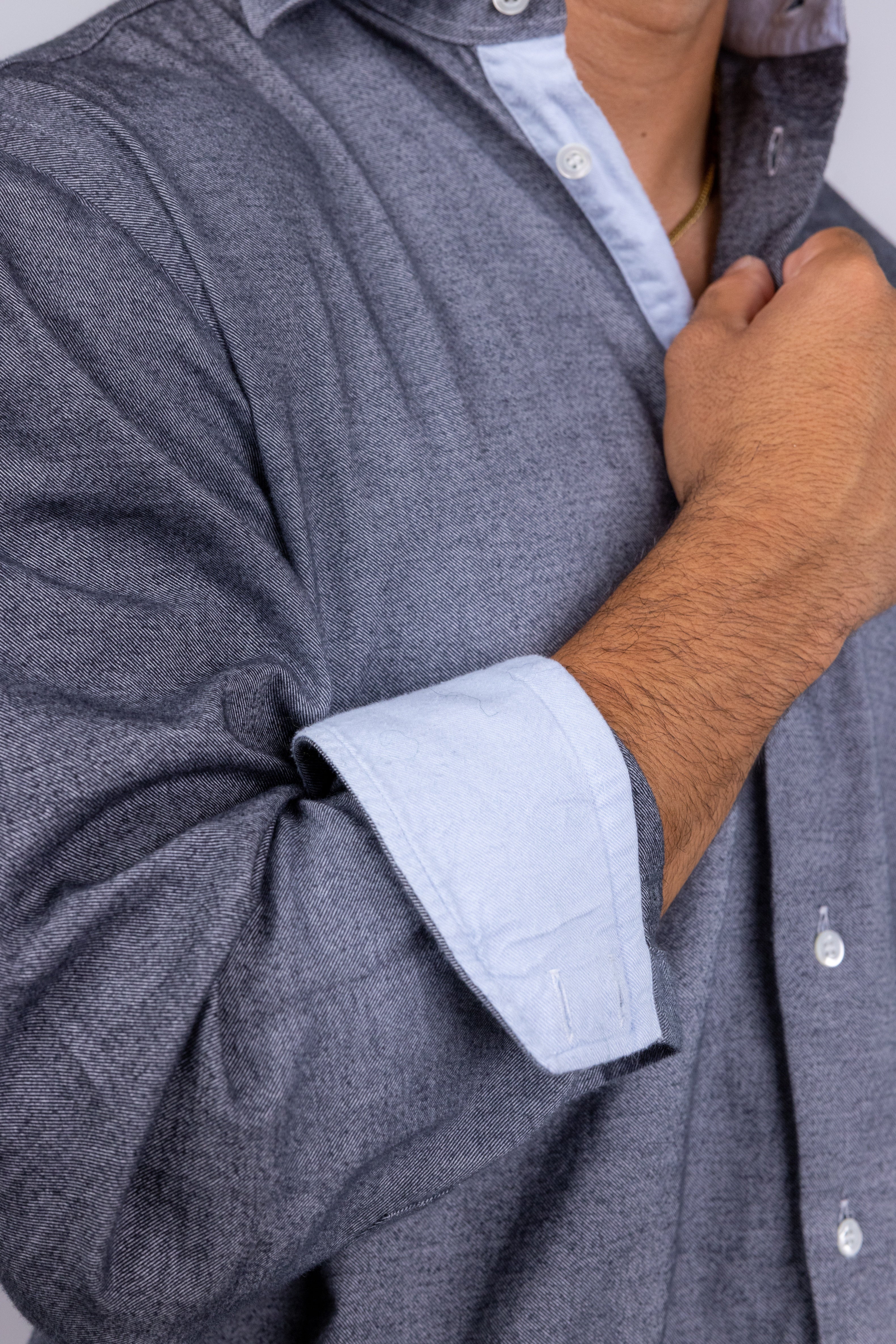 The RealReal,Bruli, Bruli Dark Grey Flannel Button-Up Shirt, Grey, Large-47-TagM