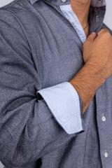 Bruli Dark Grey Flannel Button-Up Shirt
