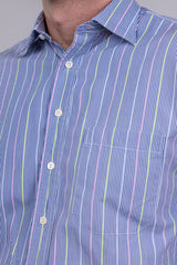 Paul Stuart Navy and Pastel Stripe Button Up Shirt