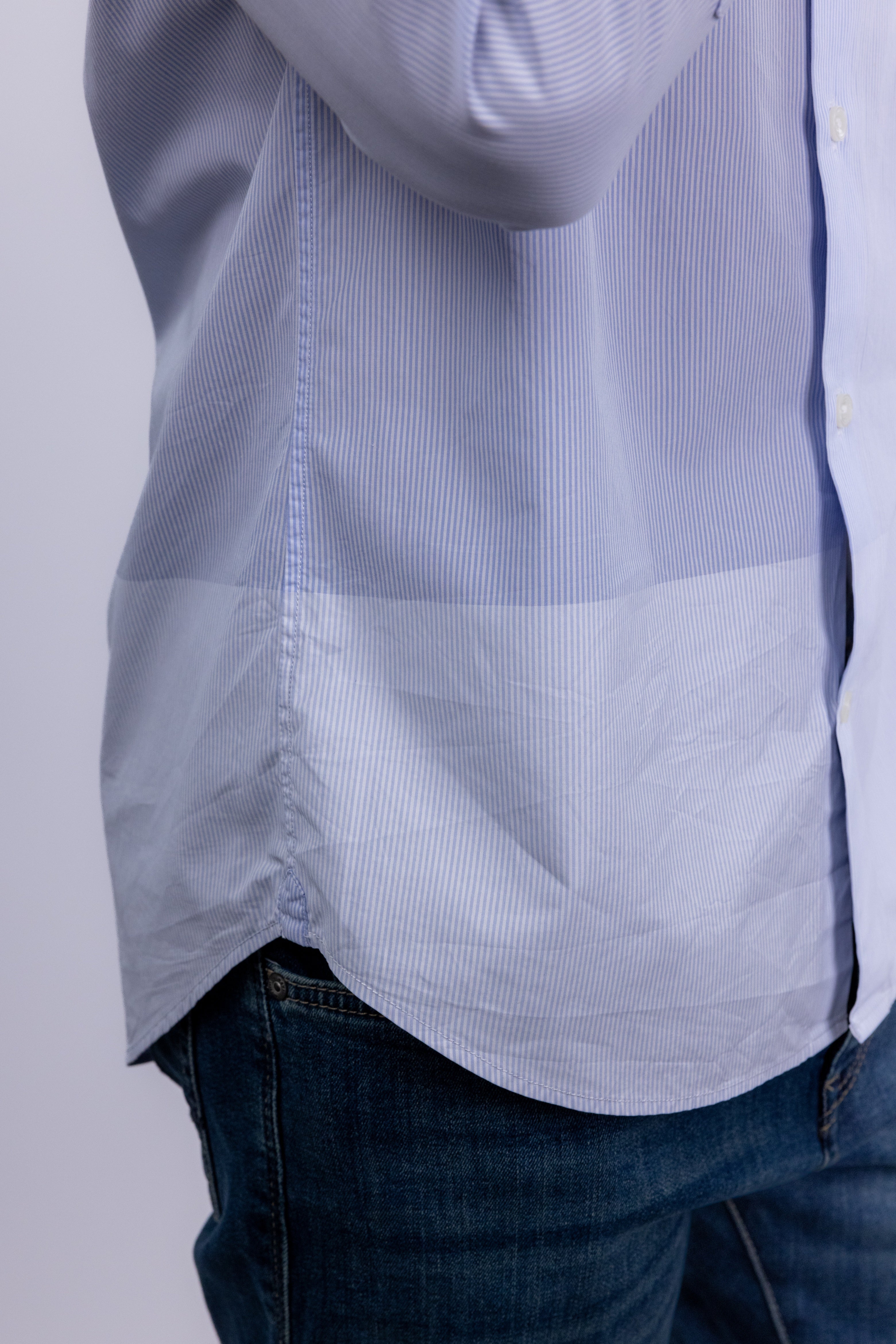 The RealReal,Vince, Vince Light Blue Micro Striped Colorblock Button Up Dress Shirt, Blue, Medium-43-TagM