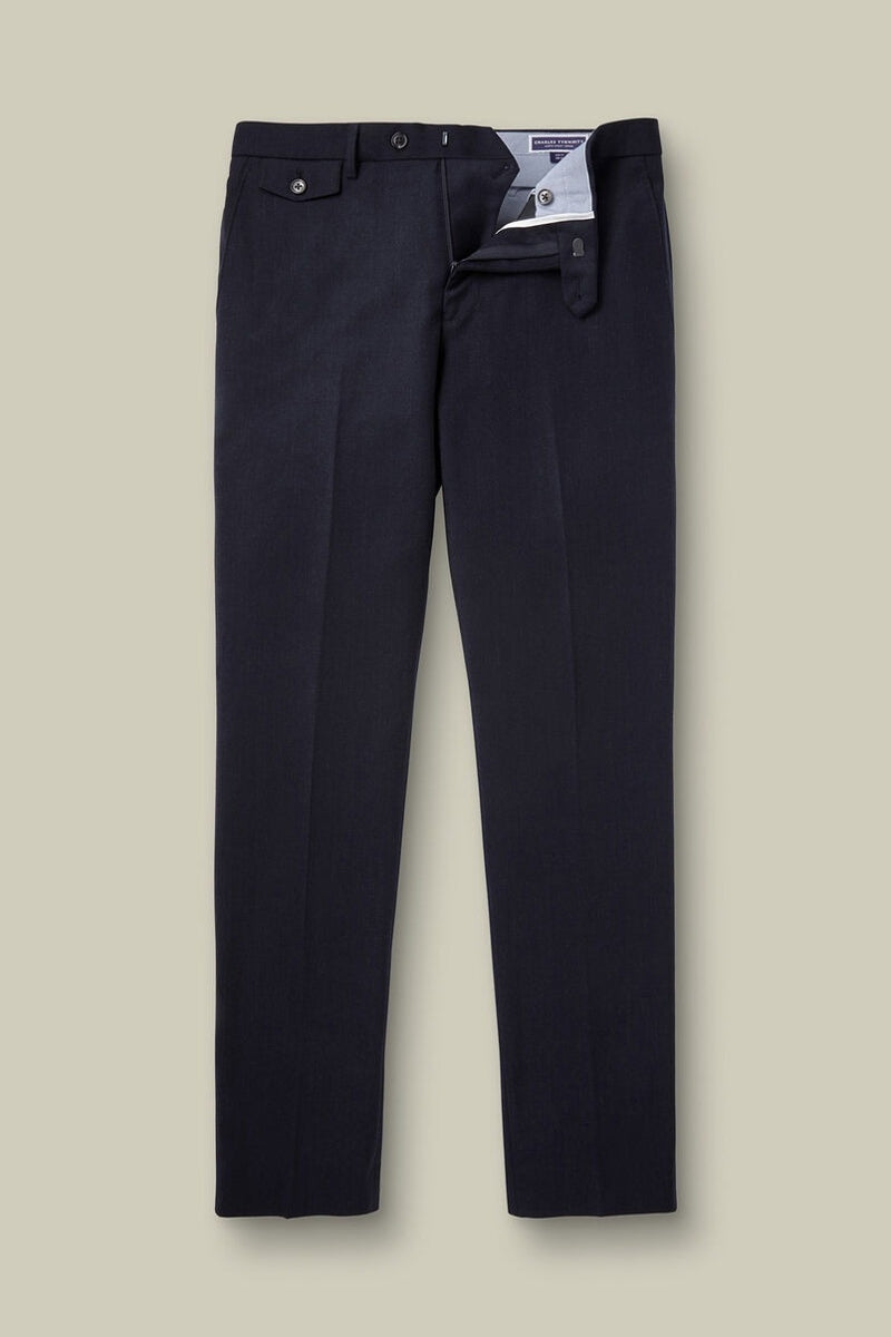 Wholesale,Charles Tyrwhitt, Charles Tyrwhitt Navy Twill Wool Stretch Slim Fit Pants, Blue, 29W-30L-Tag30