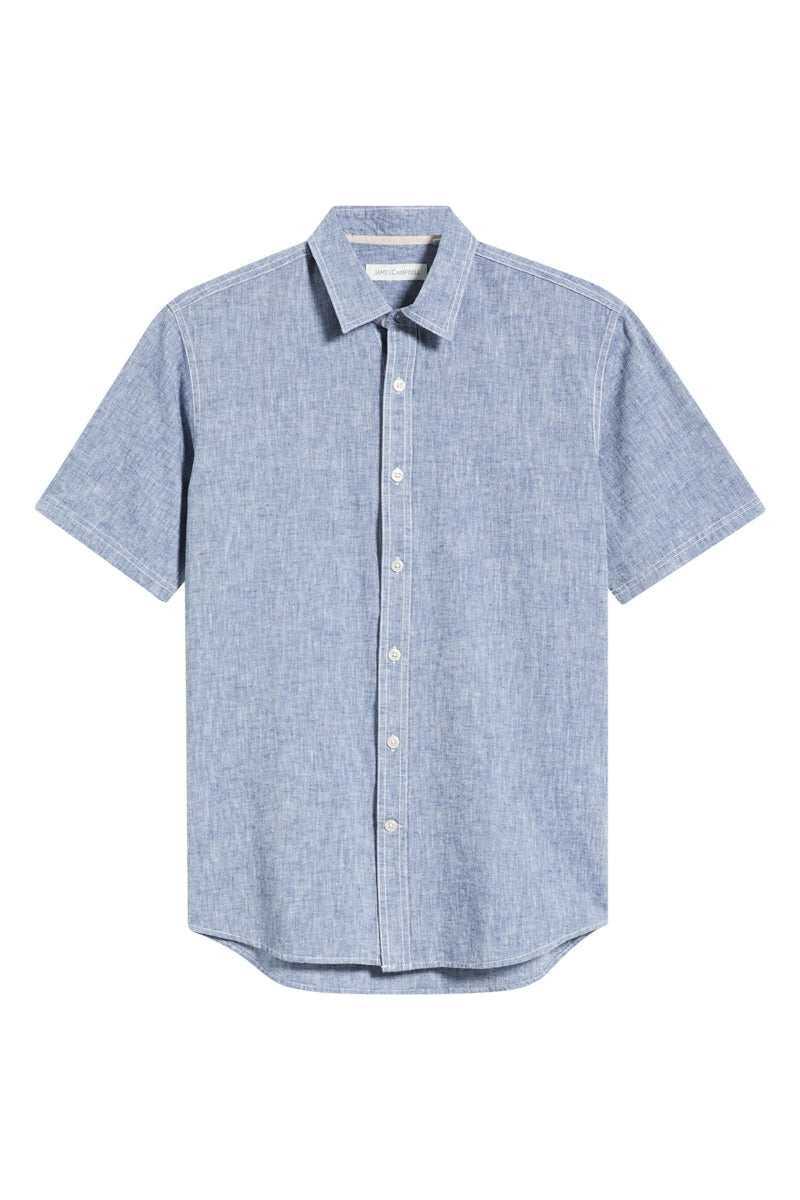Wholesale,James Campbell, James Campbell Navy Cotton/Linen Blend Shirt, Blue, Extra Extra Large-53-TagXXL
