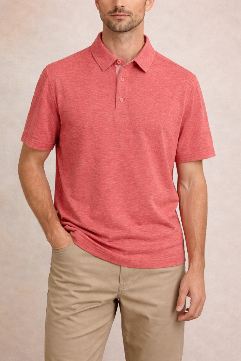 Wholesale,Nicoby Age of Wisdom, Nicoby Age of Wisdom Coral Slub Polynosic Polo, Pink, Small-41-TagSMedium-43-TagMLarge-45-TagLExtra Large-47-TagXLExtra Extra Large-50-TagXXL