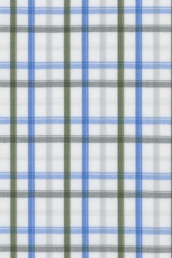 Scott Barber Sage/Blue Tattersall Pattern Stretch Shirt