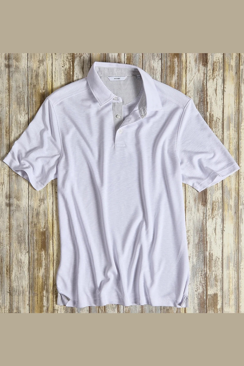 Wholesale,Nicoby Age of Wisdom, Nicoby Age of Wisdom White Polynosic Slub Polo, White, Small-41-TagSMedium-43-TagMLarge-45-TagLExtra Large-48-TagXLExtra Extra Large-51-TagXXL