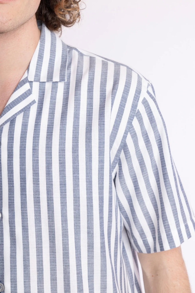 Wholesale,Paisley & Gray, Paisley & Gray Navy/White Herringbone Stripe Shirt, Blue, Extra Large-48-TagXL