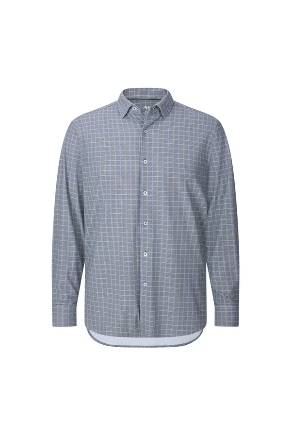 American Heritage Brown with Blue Plaid Performance Printed Shirt