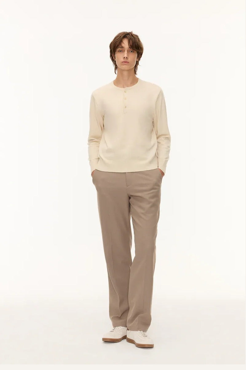 Direct From Brand,FYNE, FYNE Cream Knit Henley, Cream, Large-43-TagL