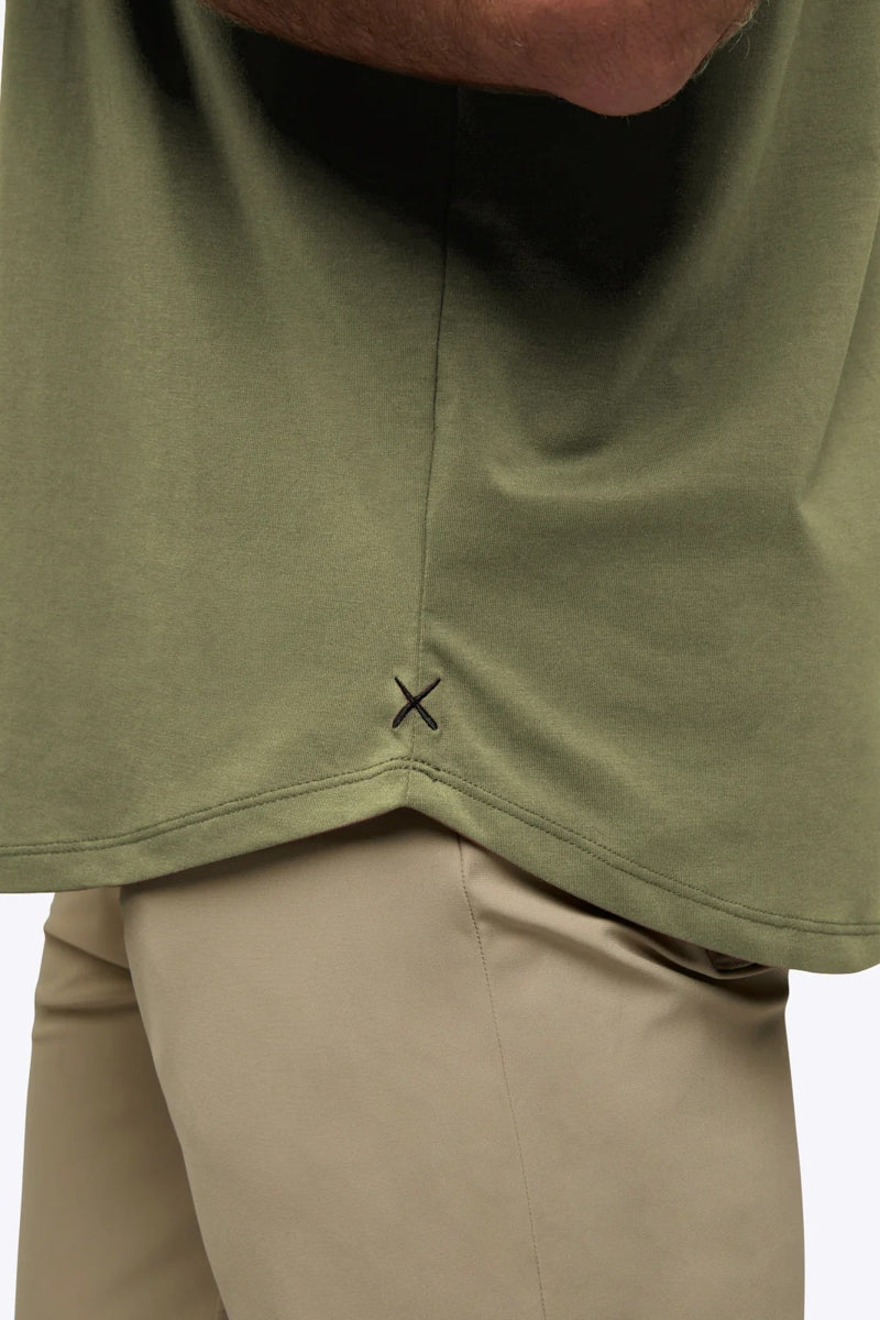 Wholesale,CUTS, CUTS Olive Green Curve-Hem Henley, Green, Small-39-TagSMedium-42-TagMLarge-44-TagLExtra Large-48-TagXLExtra Extra Large-50-TagXXL
