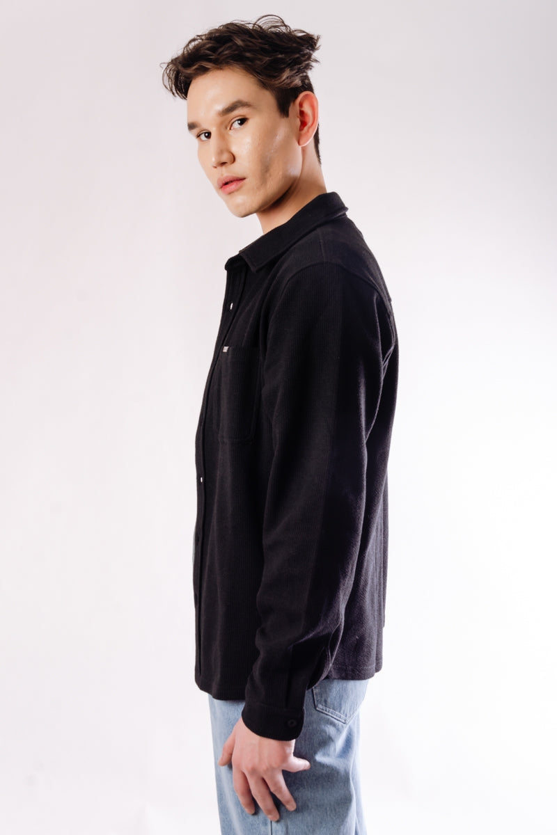 Wholesale,Kuwalla, Kuwalla Black Brushed Button-down Overshirt, Black, Medium-42-TagM