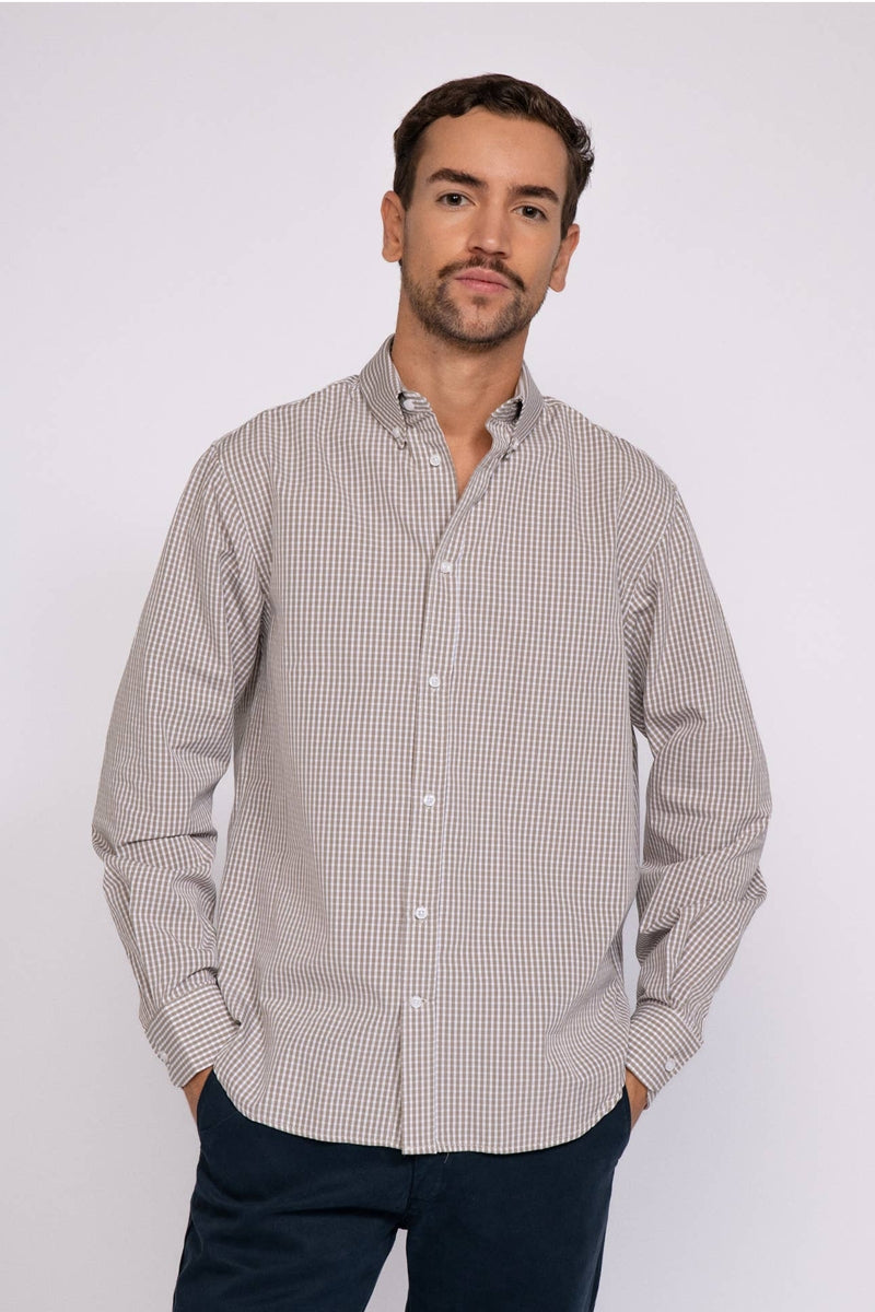 Faire,SMF, SMF Burgundy Checkered Long Sleeve Shirt, Red, Medium-43-TagM