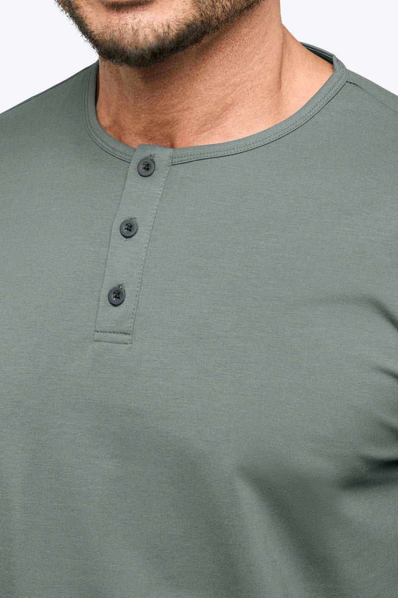 Wholesale,CUTS, CUTS Sage Curve-Hem Buttery Soft Henley, Green, Small-39-TagS