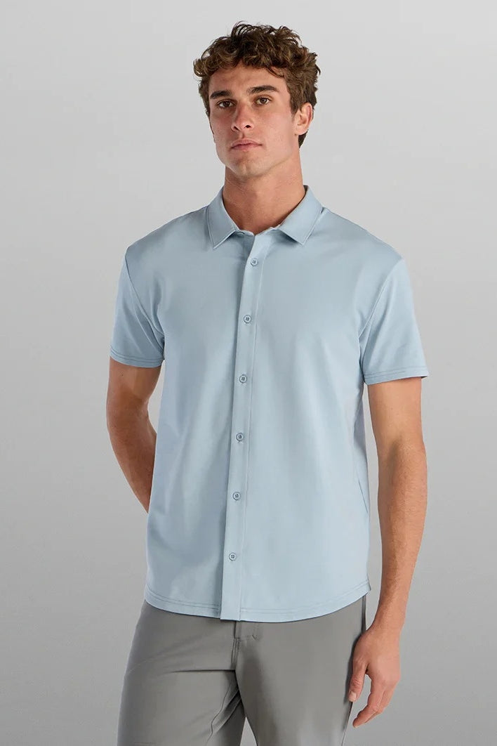 Wholesale,BYLT, BYLT Dusty Sky Knit Performance Lux Shirt, Blue, Small-40-TagSMedium-42-TagMLarge-44-TagLExtra Extra Extra Large-54-Tag3XL