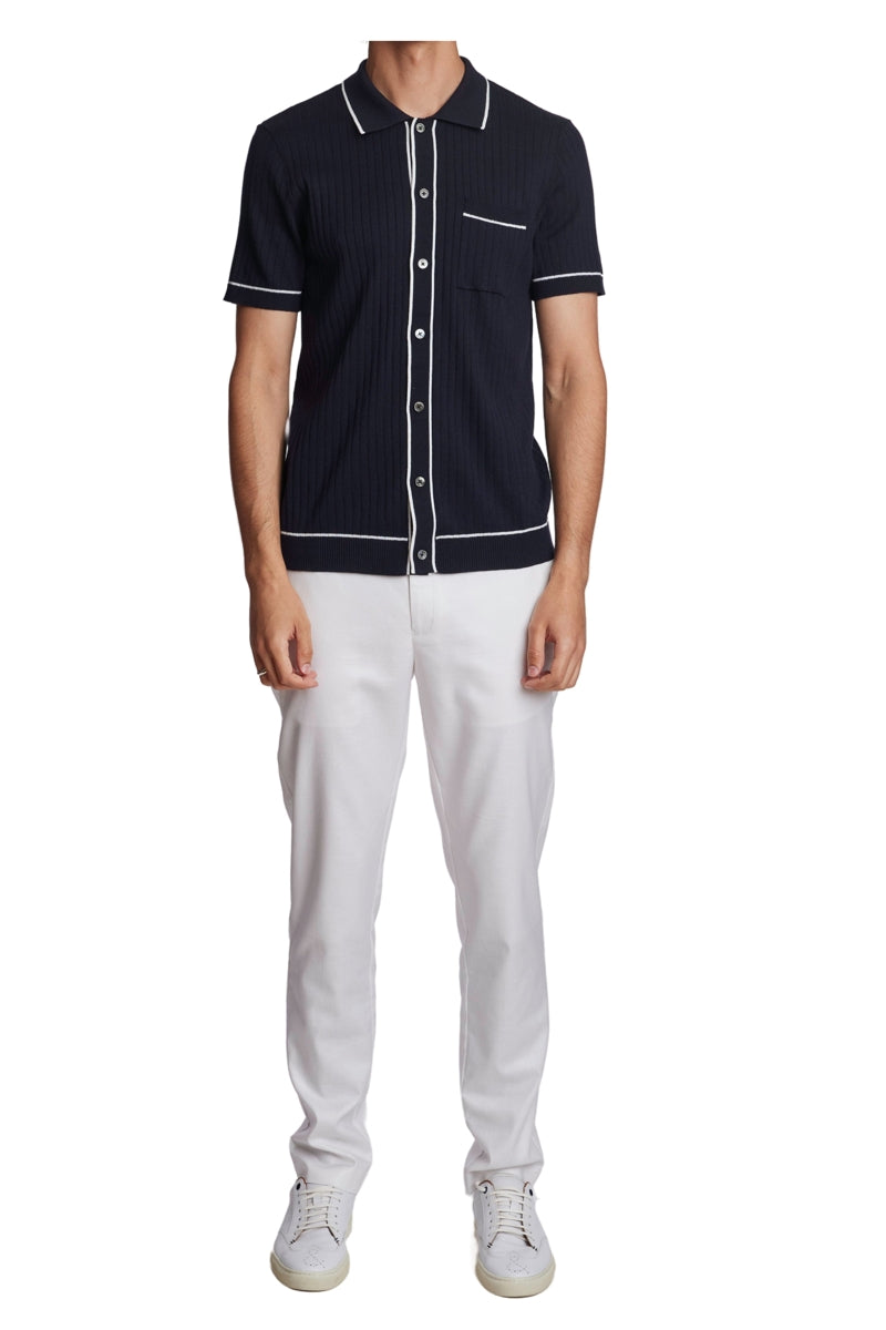 Wholesale,Paisley & Gray, Paisley & Gray Navy with White Contrast Polo Shirt, Blue, Large-44-TagXL