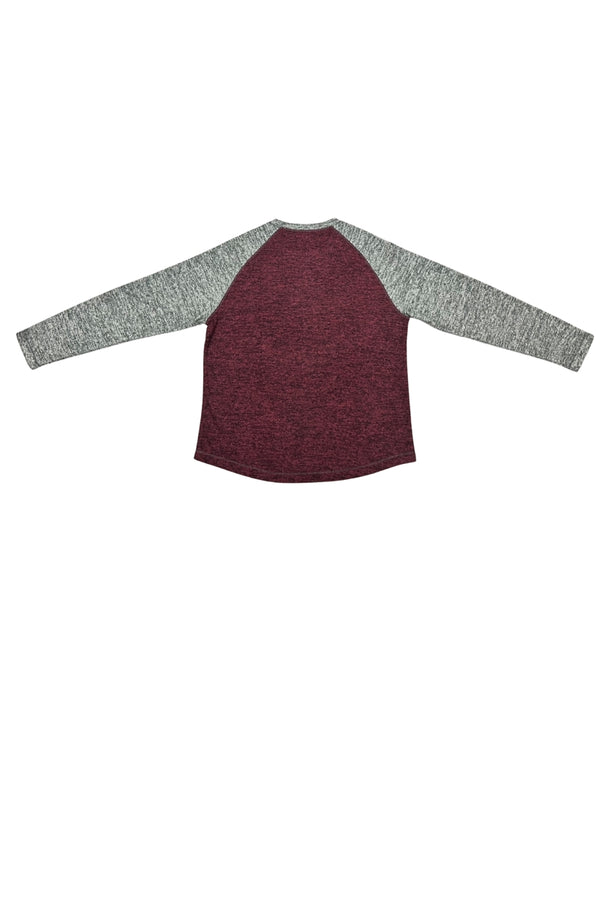 Nicoby Age of Wisdom Burgundy Fuzzy Raglan Shirt