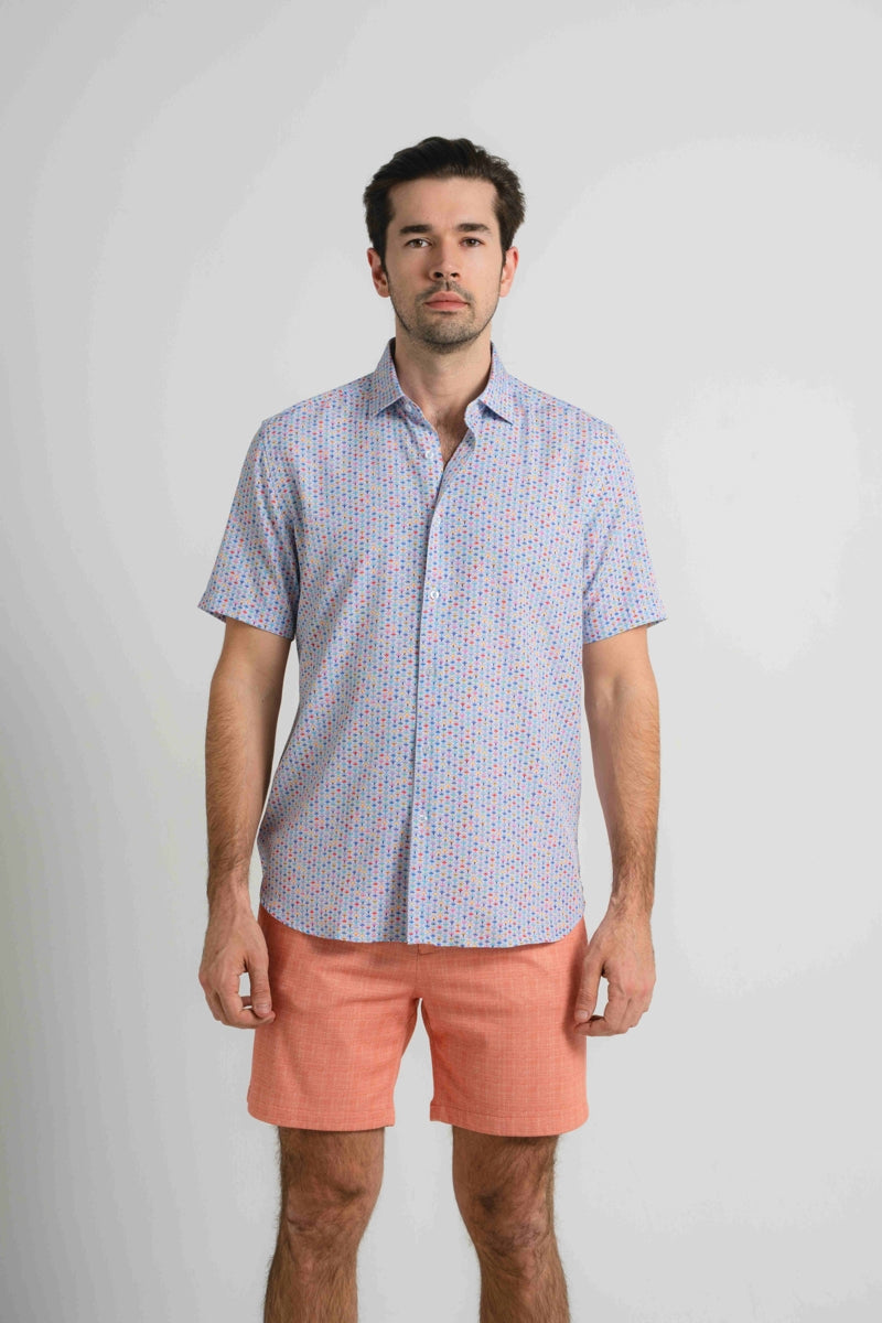 Wholesale,American Heritage, American Heritage Multi Fan Print 4-way Stretch Shirt, Blue, Medium-45-TagM