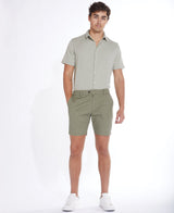 Civil Society Sage Green Knit Striped Jacquard Short Sleeve Shirt