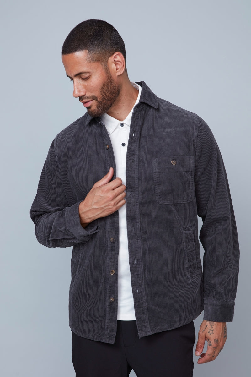 Wholesale,HEDGE, HEDGE Grey Corduroy Overshirt, Grey, Extra Large-50-TagXL