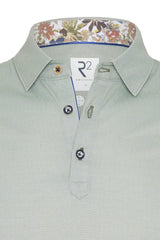 R2 Amsterdam Green Geo Knitted Short Sleeve Polo