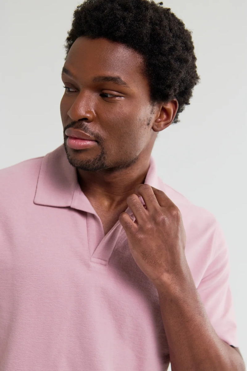 Wholesale,Wax London, Wax London Dusty Pink Textured Organic Cotton Polo, Pink, Medium-43-TagMLarge-45-TagLExtra Large-47-TagXL