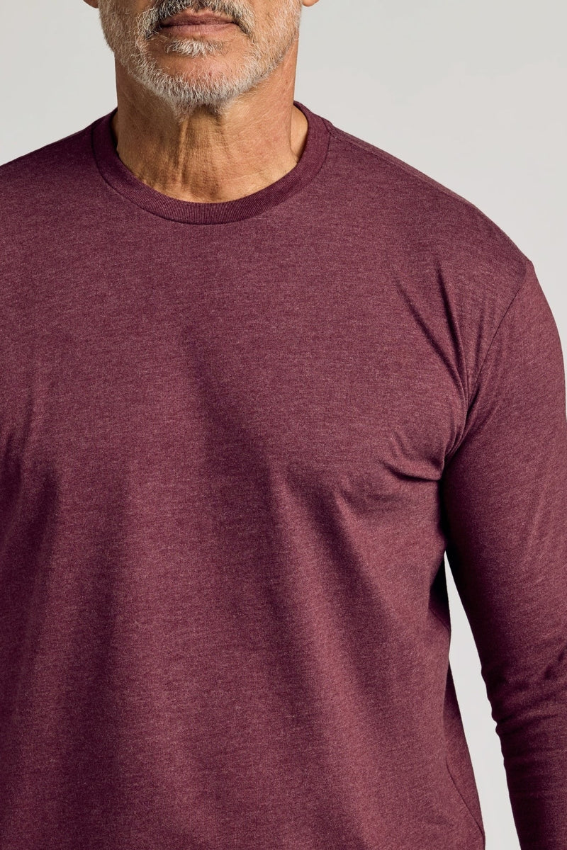Faire,True Classic, True Classic Heather Burgundy Long Sleeve T-Shirt, Red, Large-43-TagL