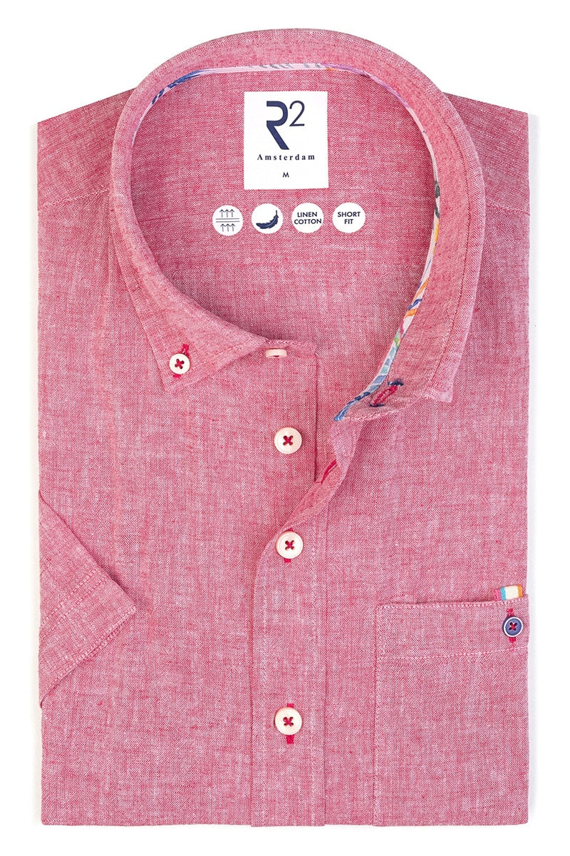 Direct From Brand,R2 Amsterdam, R2 Amsterdam Fuchsia Linen Blend Shirt, Pink, Extra Large-49-TagXL