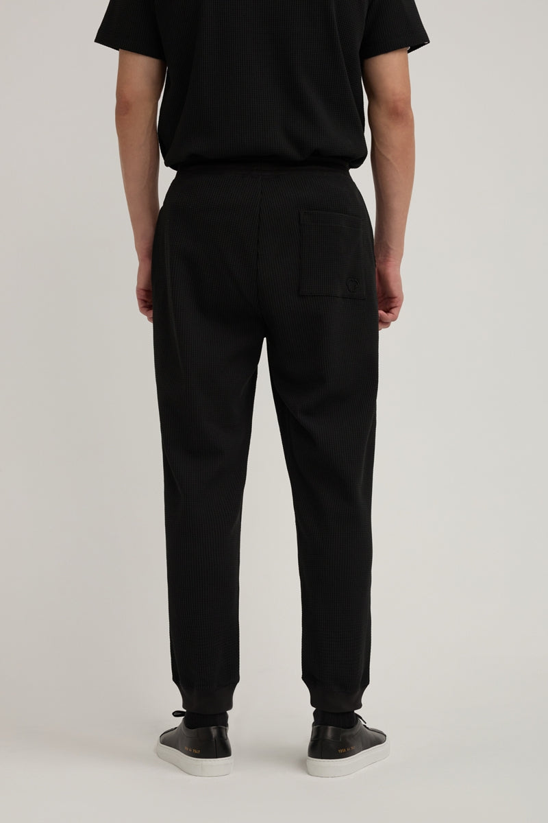 Direct From Brand,FYNE, FYNE Black Knit Waffle Weave Joggers, Black, 32W-30L-TagM36W-30L-TagL38W-30L-TagXL
