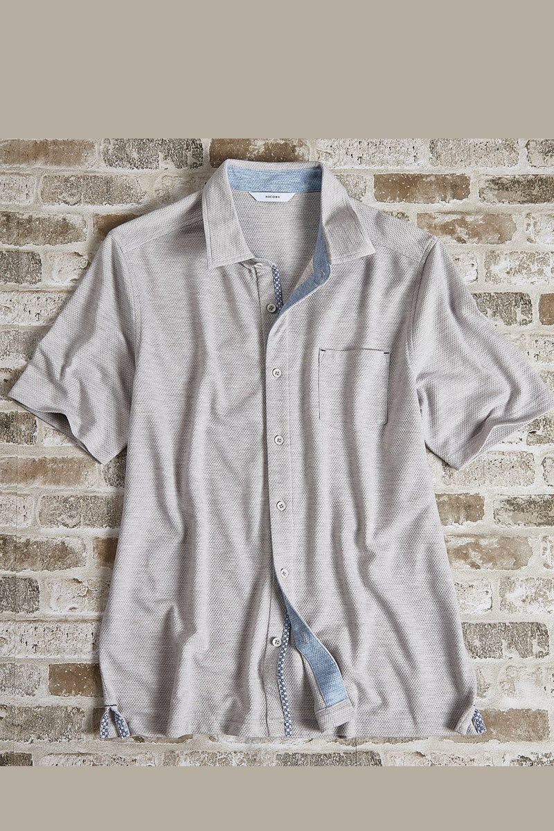 Wholesale,Nicoby Age of Wisdom, Nicoby Age of Wisdom Light Grey Honeycomb Knit Textured Shirt, Grey, Extra Large-48-TagXL