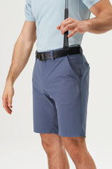 Eubi Stone Blue Golf 9" Shorts with Hidden Drawstrings