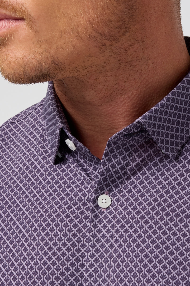 Wholesale,Mizzen + Main, Mizzen + Main Purple Palm Print Trim Shirt, Purple, Medium-43-TagMExtra Large-48-TagXLLarge-46-TagL