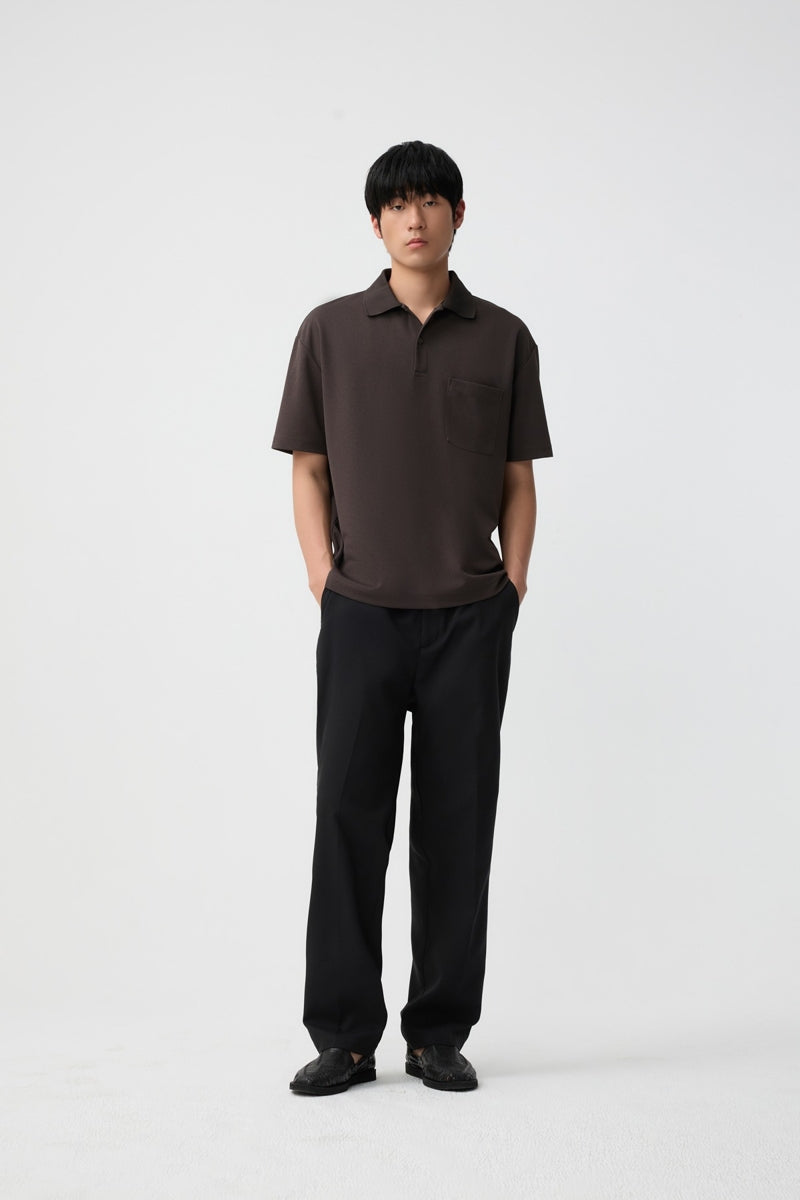 Direct From Brand,FYNE, FYNE Dark Brown Moisture-wicking Ribbed collar Polo, Brown, Medium-44-TagM