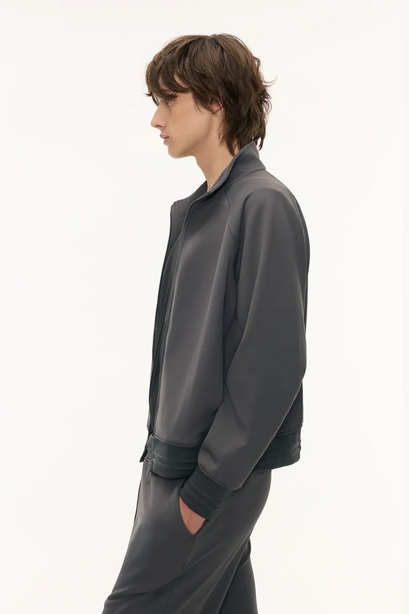 Direct From Brand,FYNE, FYNE Dark Grey Performance Stand Collar Jacket, Grey, Medium-52-TagM