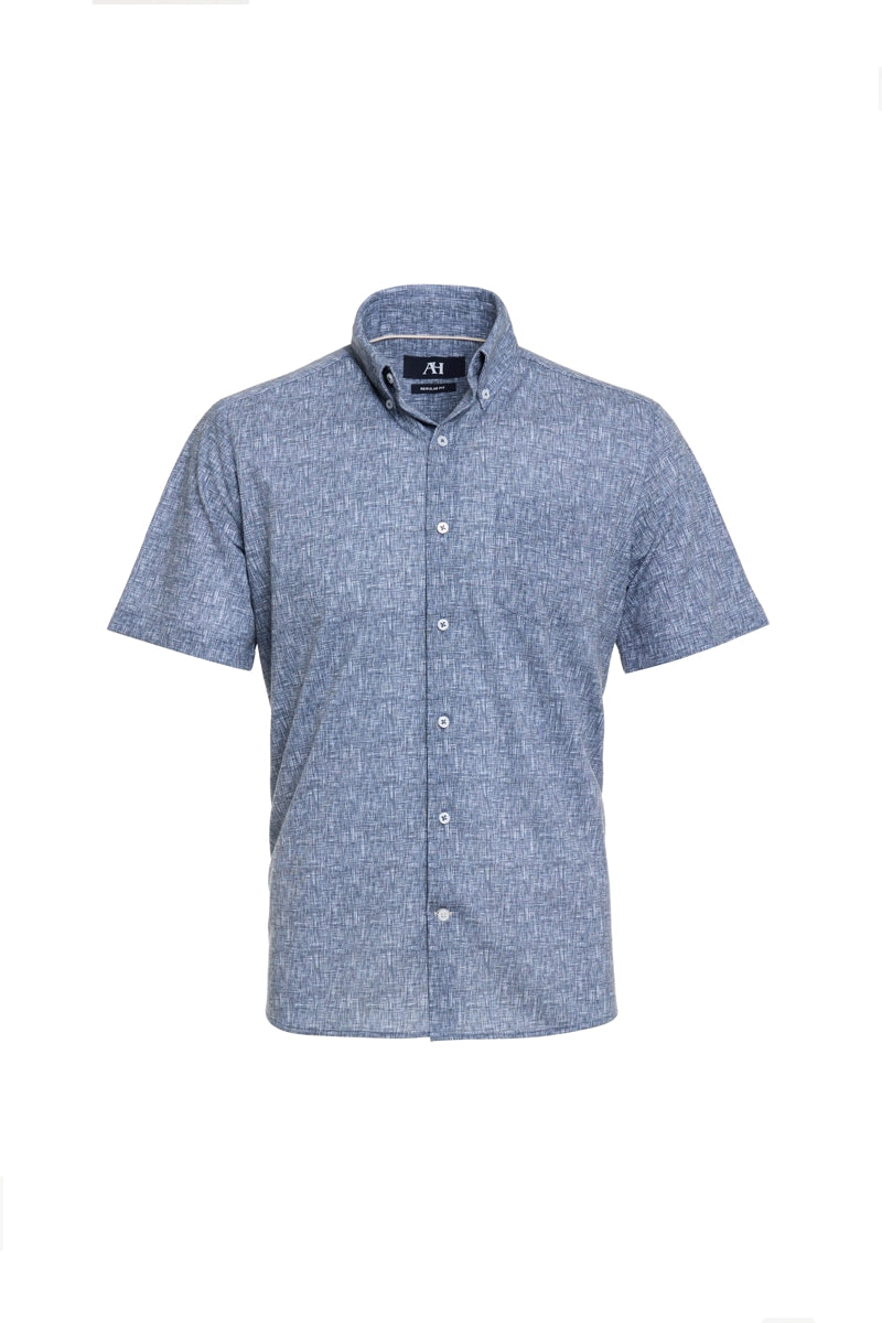 Wholesale,American Heritage, American Heritage Melange Navy Double Faced Knit Shirt, Blue, Medium-44-TagM