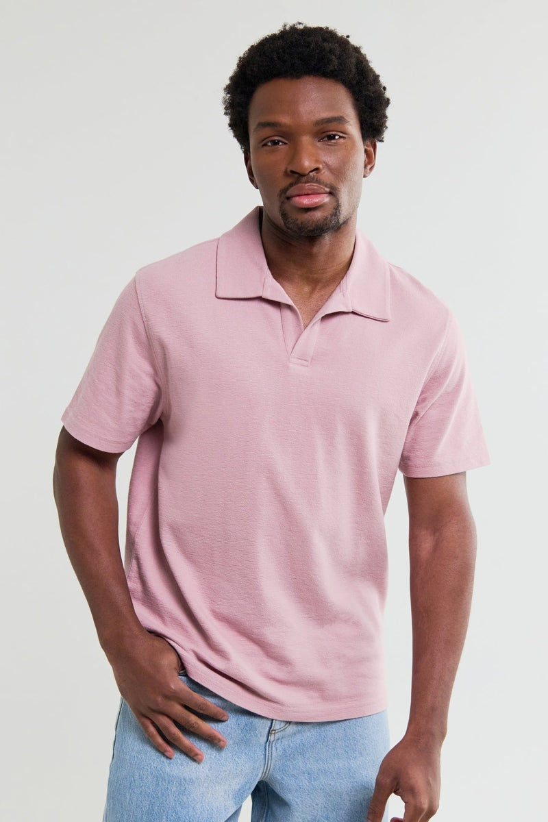 Wholesale,Wax London, Wax London Dusty Pink Textured Organic Cotton Polo, Pink, Medium-43-TagMLarge-45-TagLExtra Large-47-TagXL
