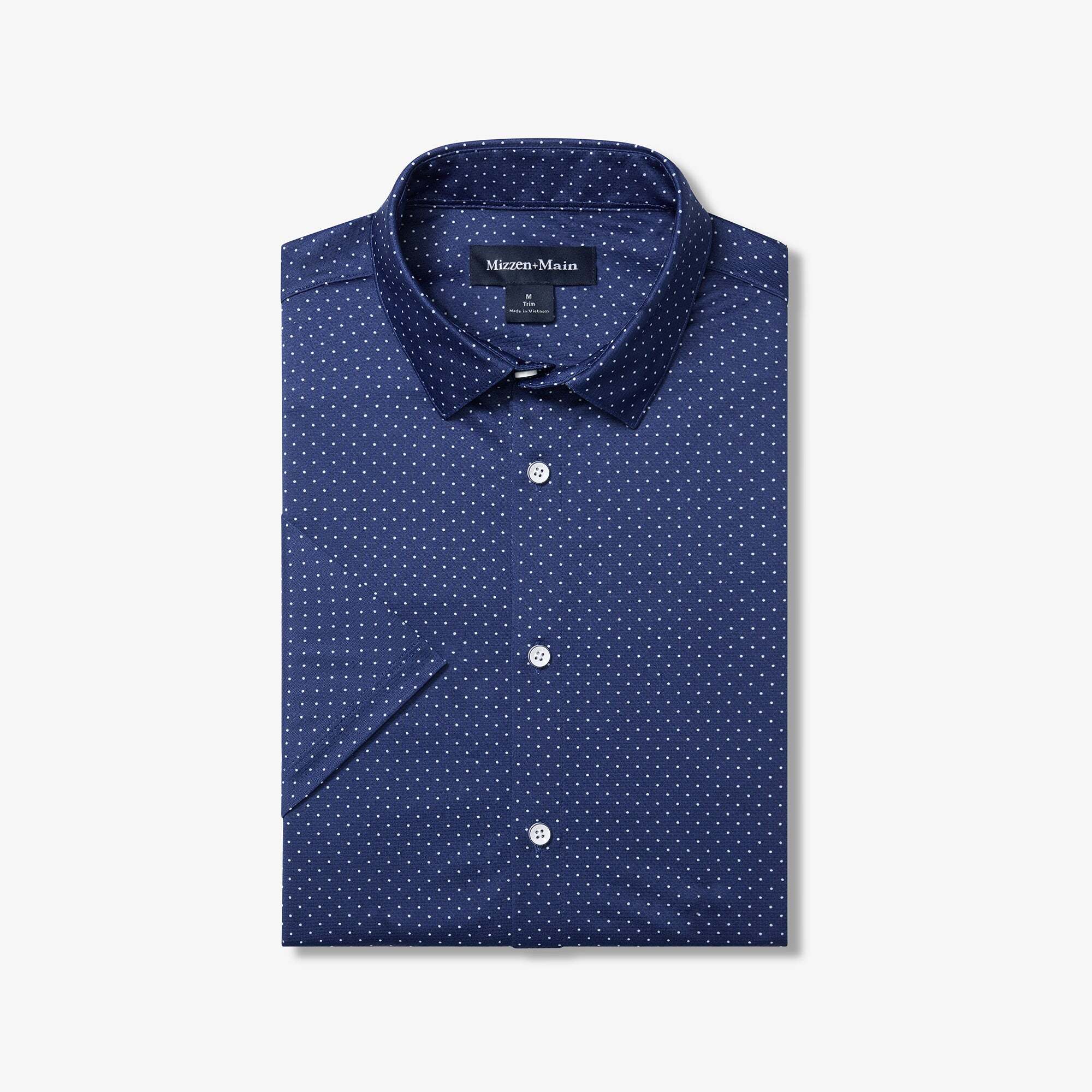 Wholesale,Mizzen + Main, Mizzen + Main Cobalt Dot Print No-Tuck Trim Shirt, Blue, Extra Extra Large-52-TagXXLSmall-41-TagSMedium-43-TagMLarge-46-TagLExtra Large-49-TagXL