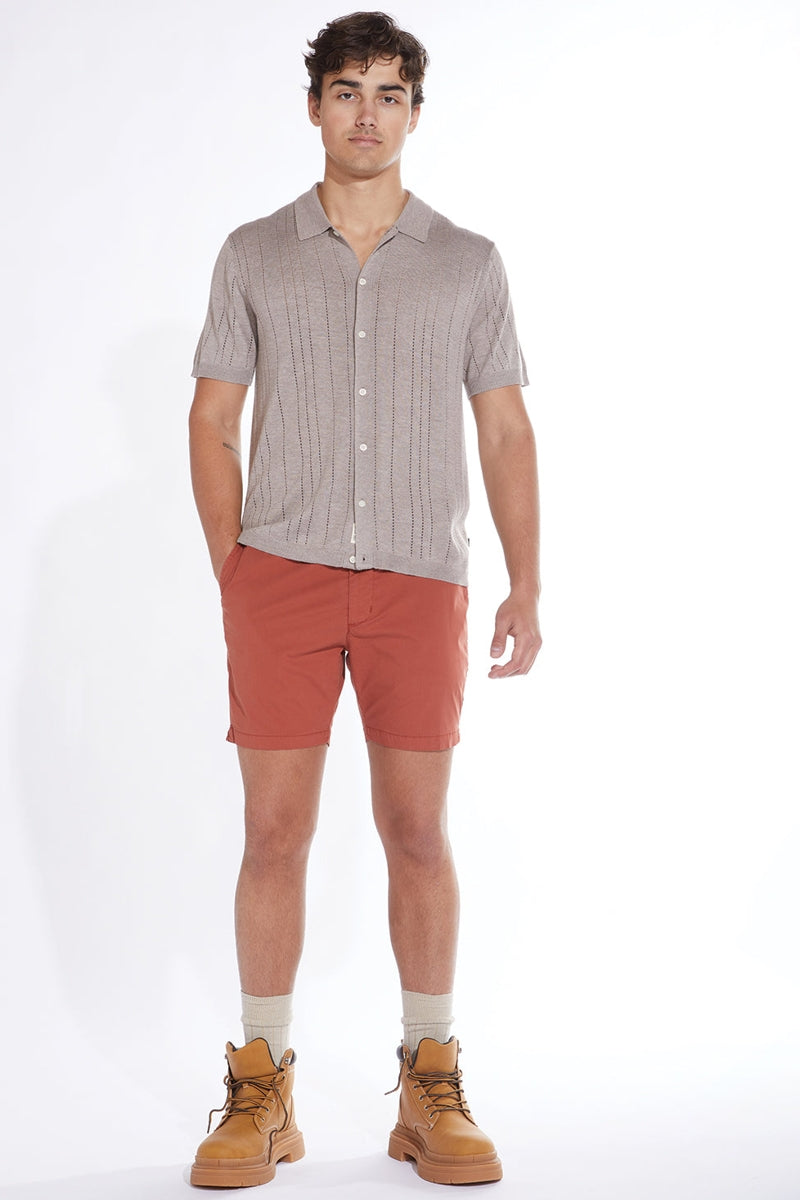 Wholesale,Civil Society, Civil Society Heather Khaki Jersey Sweater Knit Shirt, Brown, Medium-42-TagM
