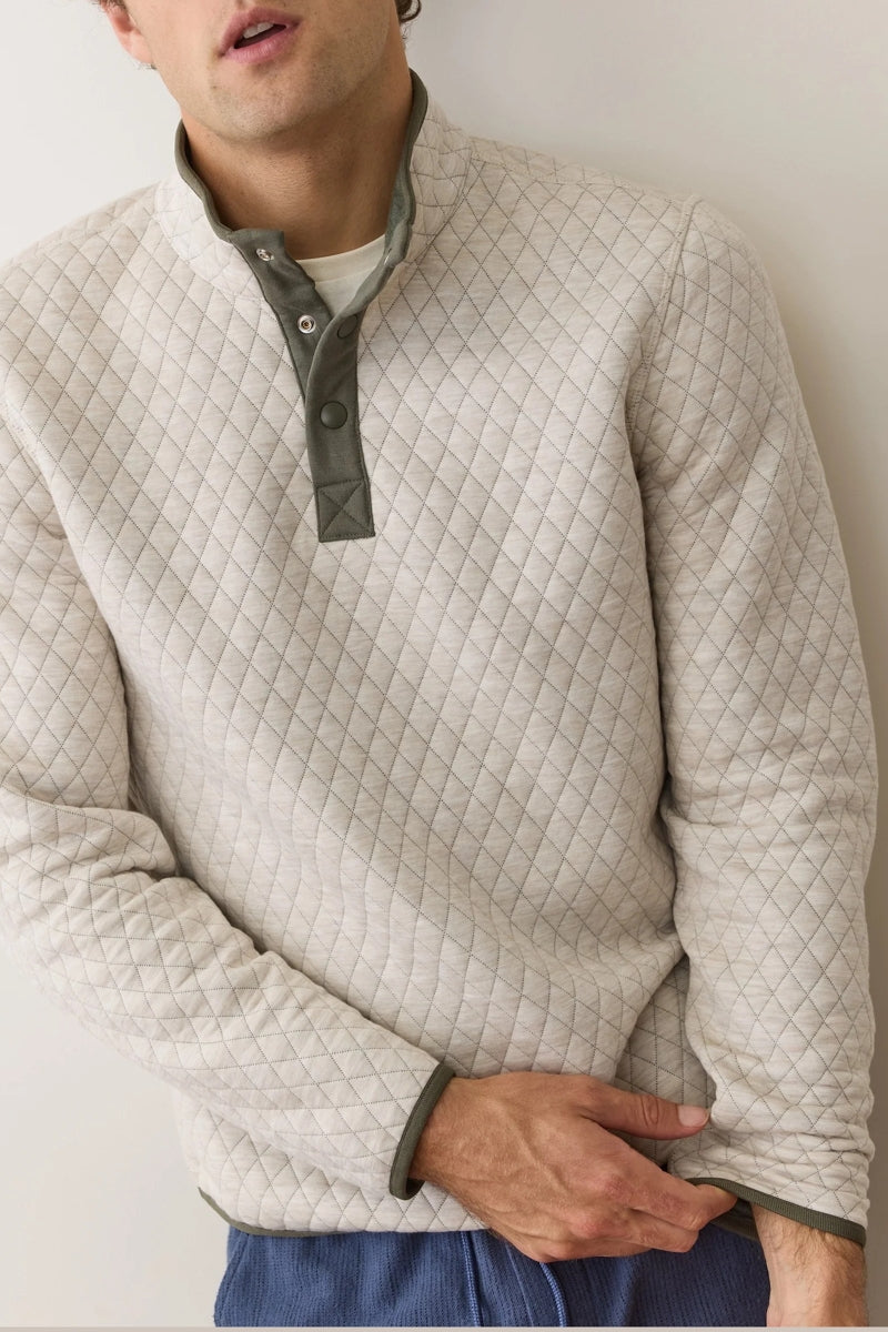 Wholesale,Marine Layer, Marine Layer Oatmeal Buttoned Quilted Pullover, Tan, Large-47-TagL