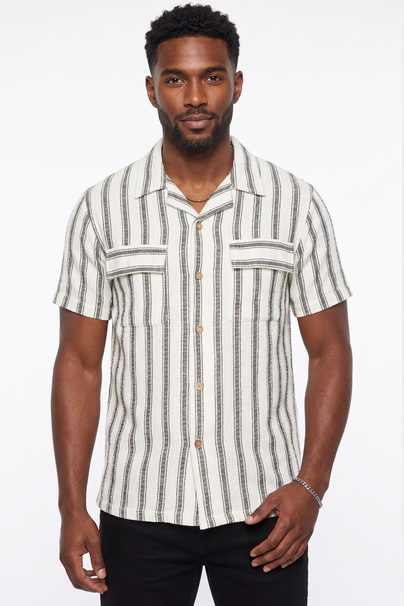 Wholesale,Soulstar, Soulstar Beige with Black Stripe Textured Weave Shirt, Tan, Extra Small-37-TagS