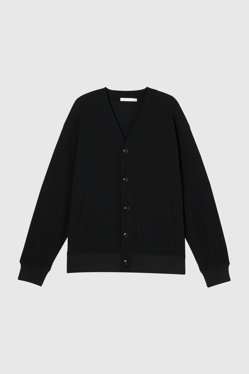 Direct From Brand,FYNE, FYNE Black Knit Waffle Weave Cardigan, Black, Large-46-TagL