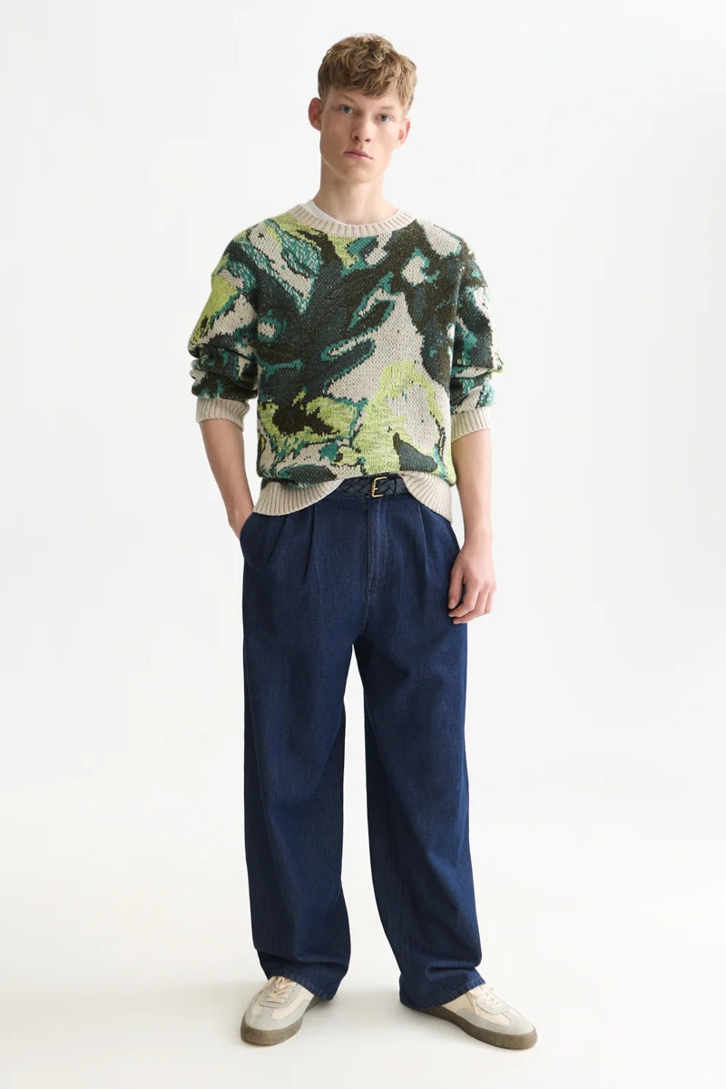 Wholesale,Scotch & Soda, Scotch & Soda Watercolor Multi Abstract Textured Sweater, Green, Extra Extra Large-54-TagXXL