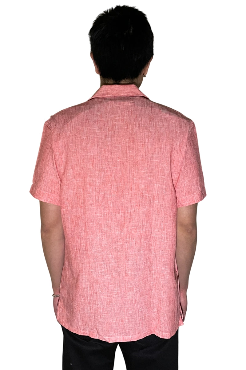 Wholesale,Mizumi, Mizumi Red Textured Short Sleeve Button Up Shirt, Red, Small-43-TagSMedium-45-TagMLarge-47-TagLExtra Large-50-TagXLExtra Extra Large-53-TagXXL