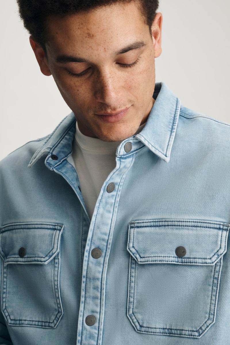Wholesale,Mavi, Mavi Light Blue Stretch Denim Snap Overshirt, Blue, Extra Extra Large-52-TagXXL