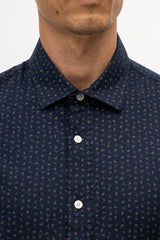 Julian & Mark Navy Printed Stretch Long Sleeve Shirt