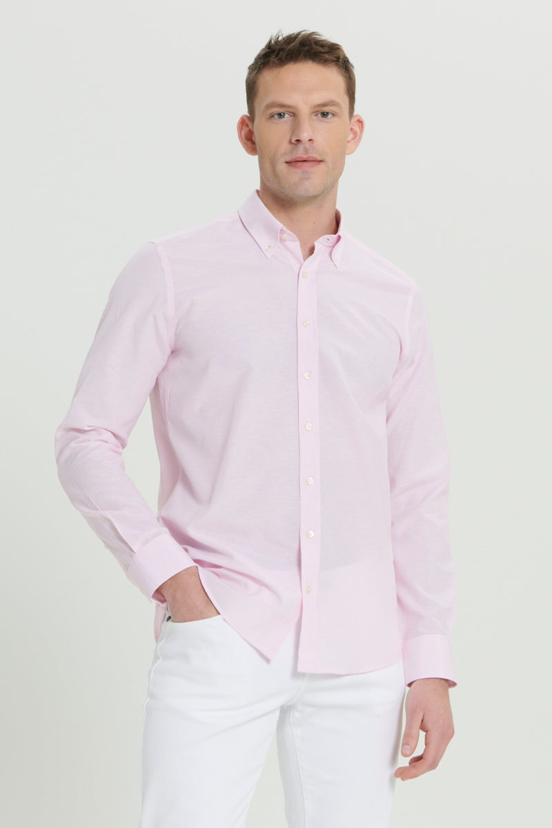 Wholesale,Altinyildiz Classics, Altinyildiz Classics Pink/White Striped Slim Fit Shirt, Pink, Large-44-TagL
